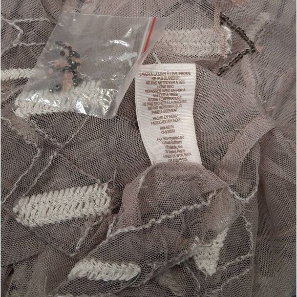 Free People womens medium beaded sheer blouse dark boho romantic - Picture 8 of 8